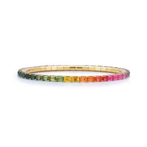 10.50 CT Rainbow Sapphire Stretch Tennis Bracelet