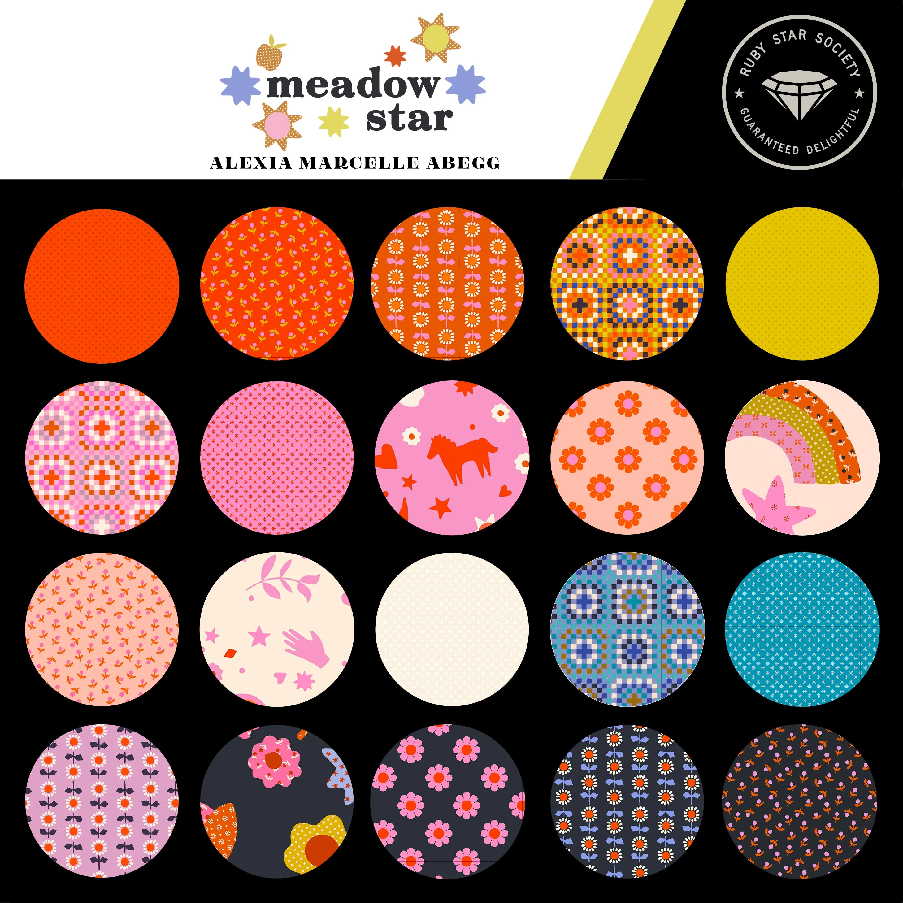 1/2 Yard - Meadow Star Warm Red RS4102 16 by  Alexia Abegg