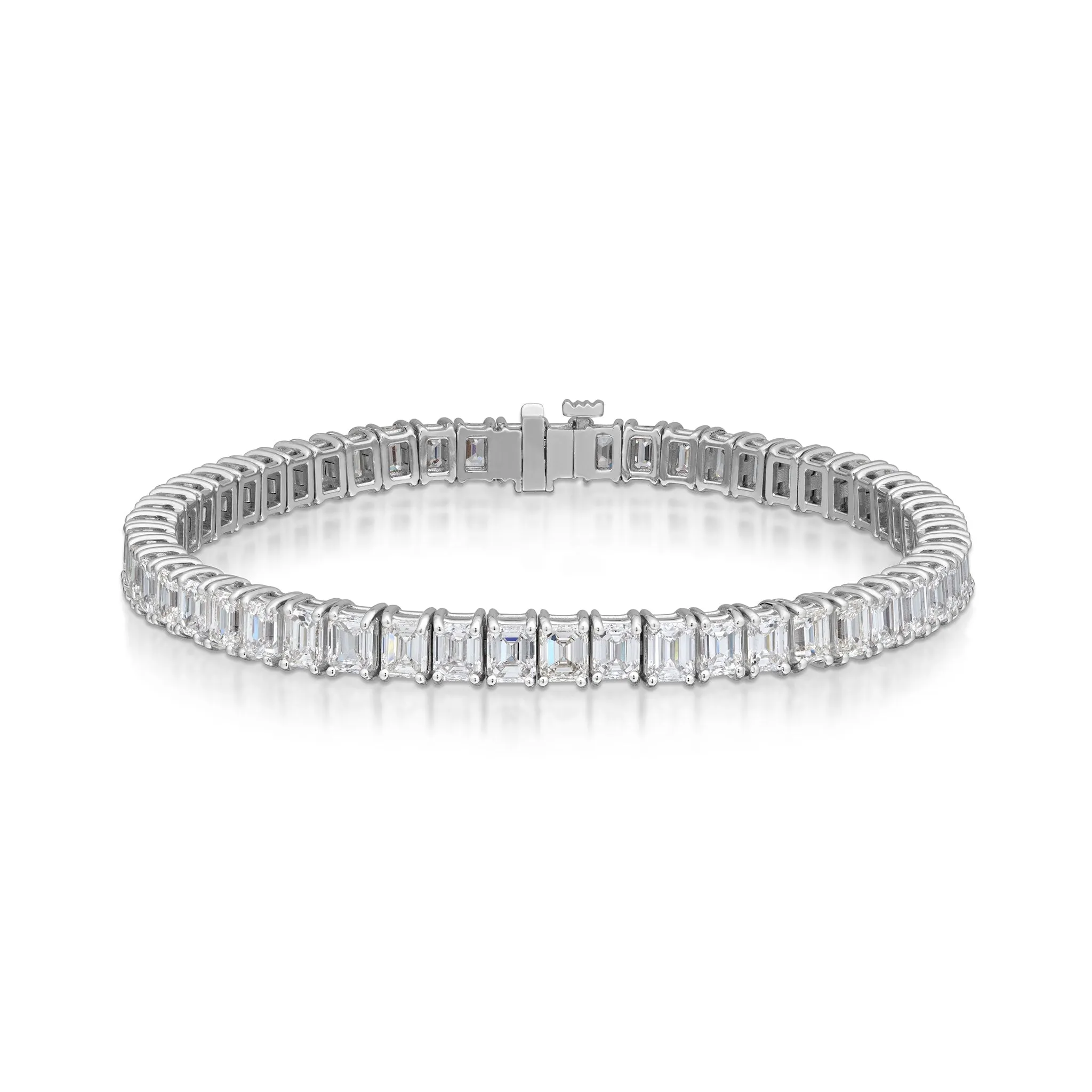 13.38 Carat Emerald Cut Diamond Line Bracelet