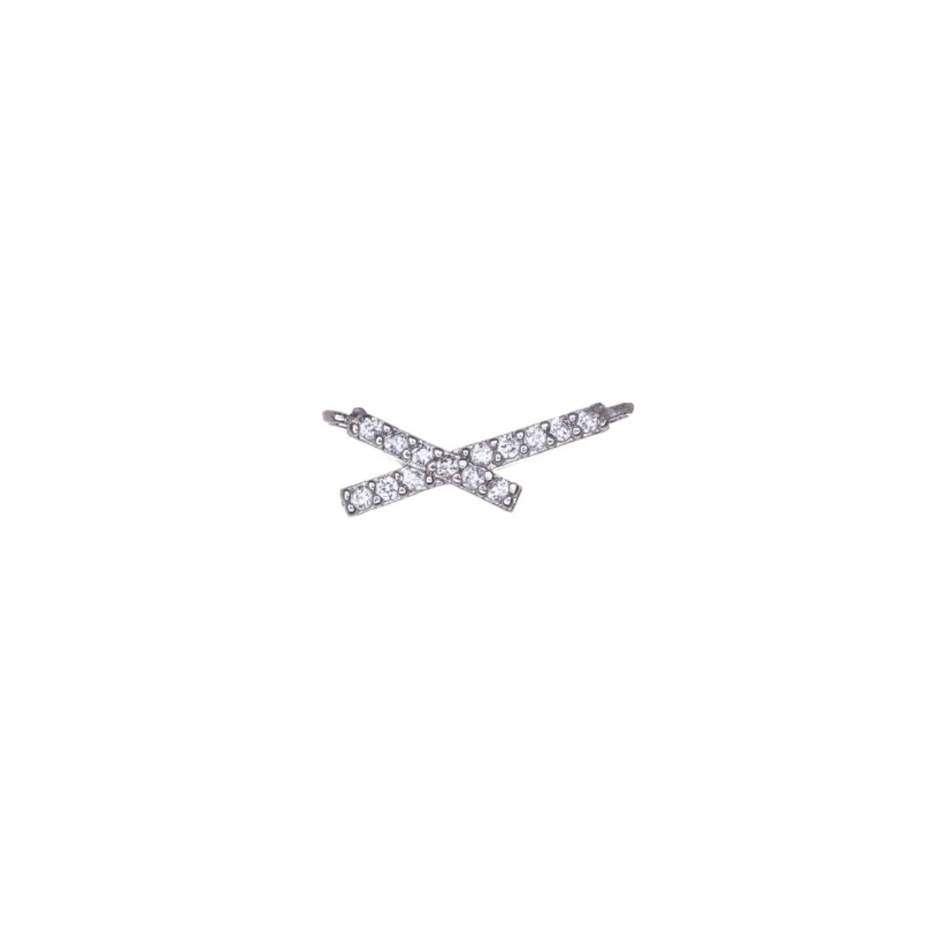 13mm x 5mm Inlaid Crystal "X" Charm - Made from Zinc - Silver and 18k Gold Finishes - Sold by the Piece - K157