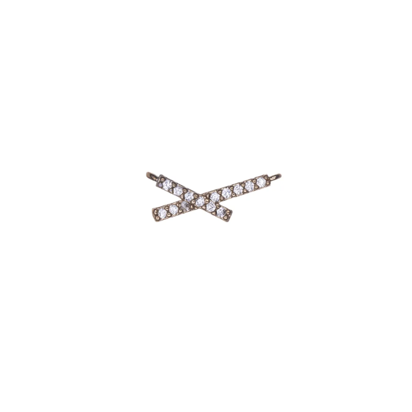 13mm x 5mm Inlaid Crystal "X" Charm - Made from Zinc - Silver and 18k Gold Finishes - Sold by the Piece - K157