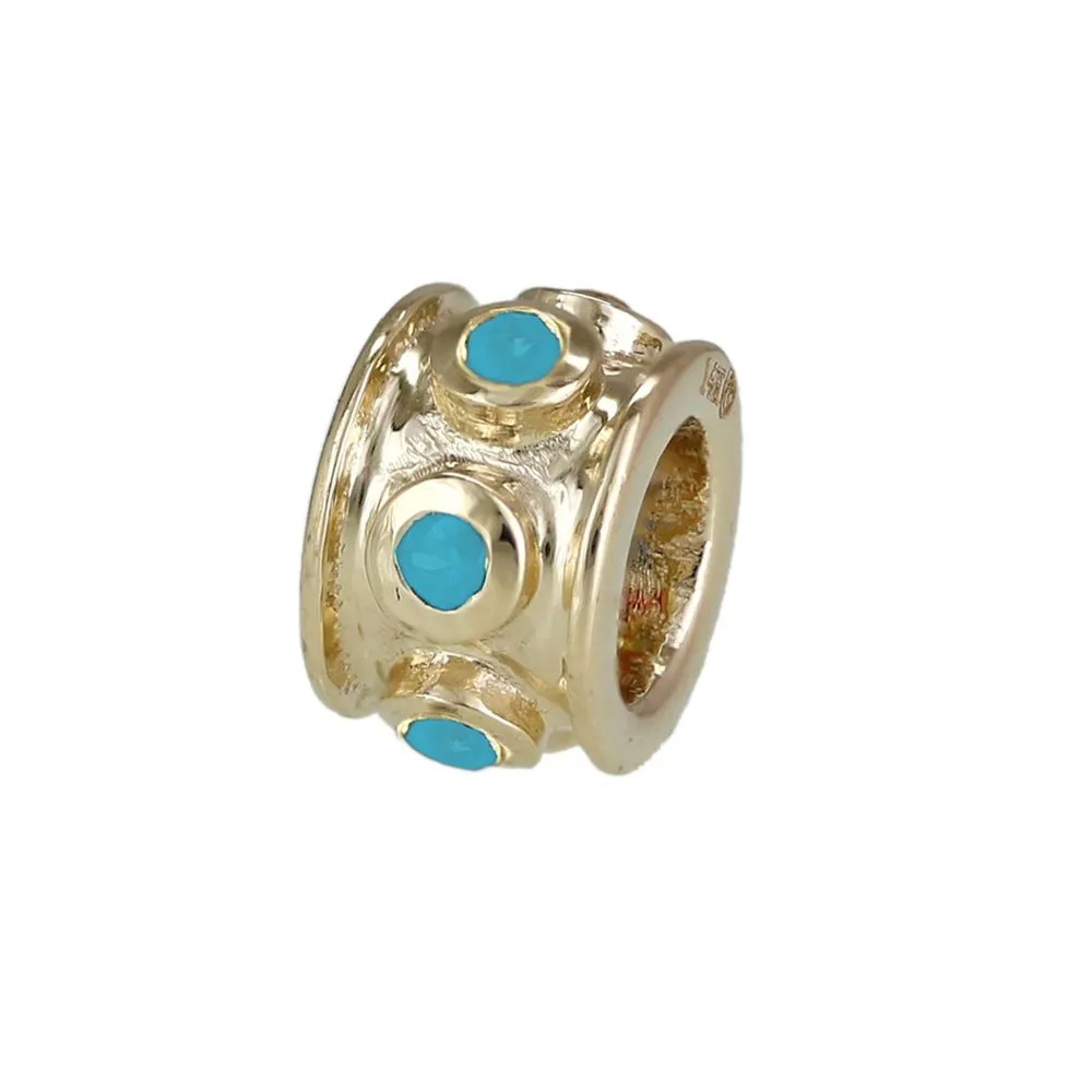 14k Gold Emerald Rondelle Bead / Roundel Bead Charm 4.70x7mm