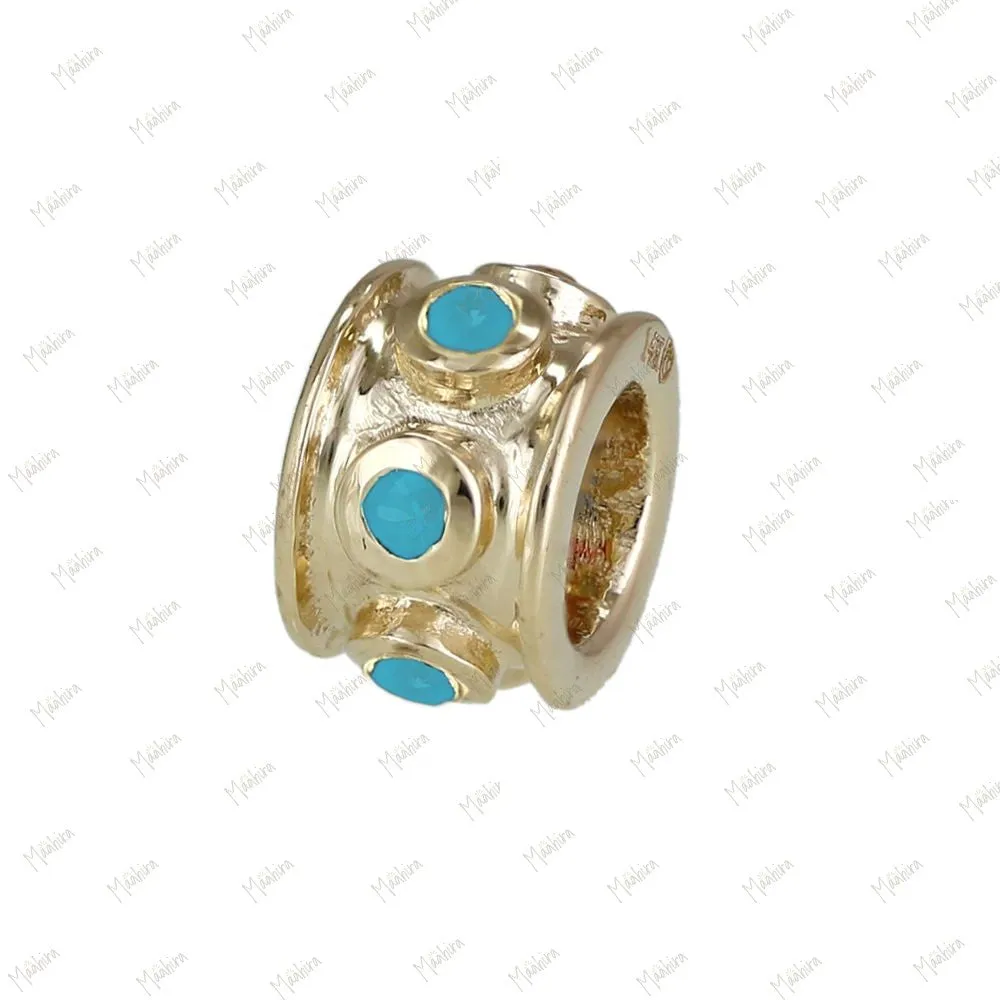 14k Gold Emerald Rondelle Bead / Roundel Bead Charm 4.70x7mm