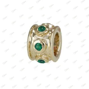 14k Gold Emerald Rondelle Bead / Roundel Bead Charm 4.70x7mm