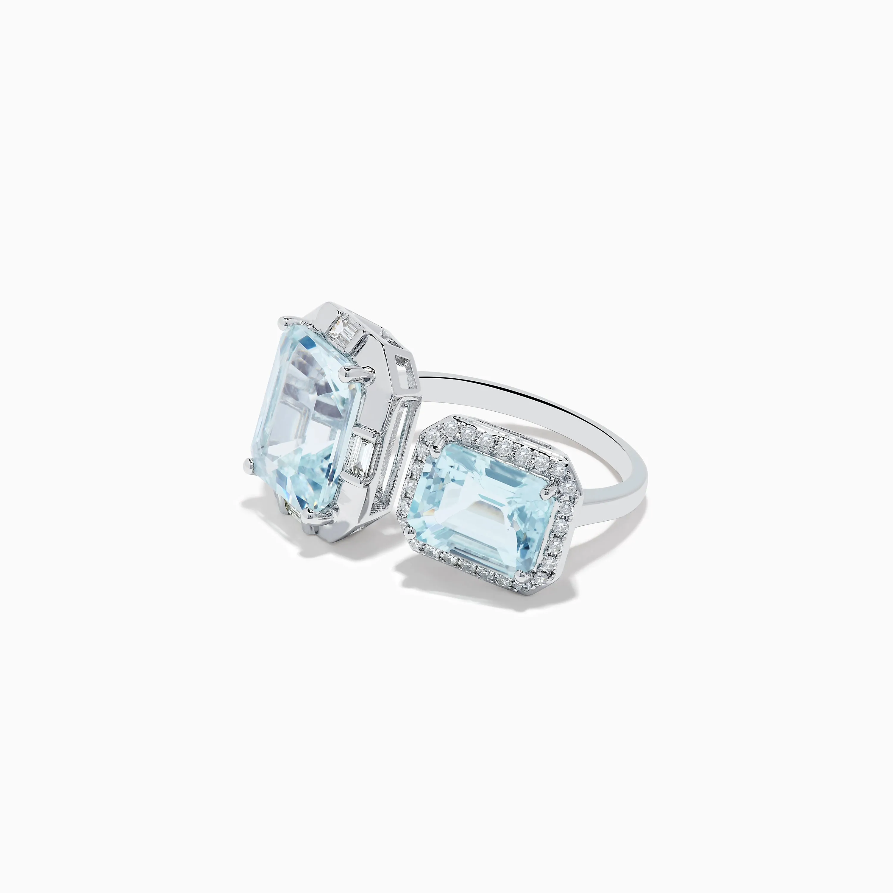 14K White Gold Double Aquamarine Ring