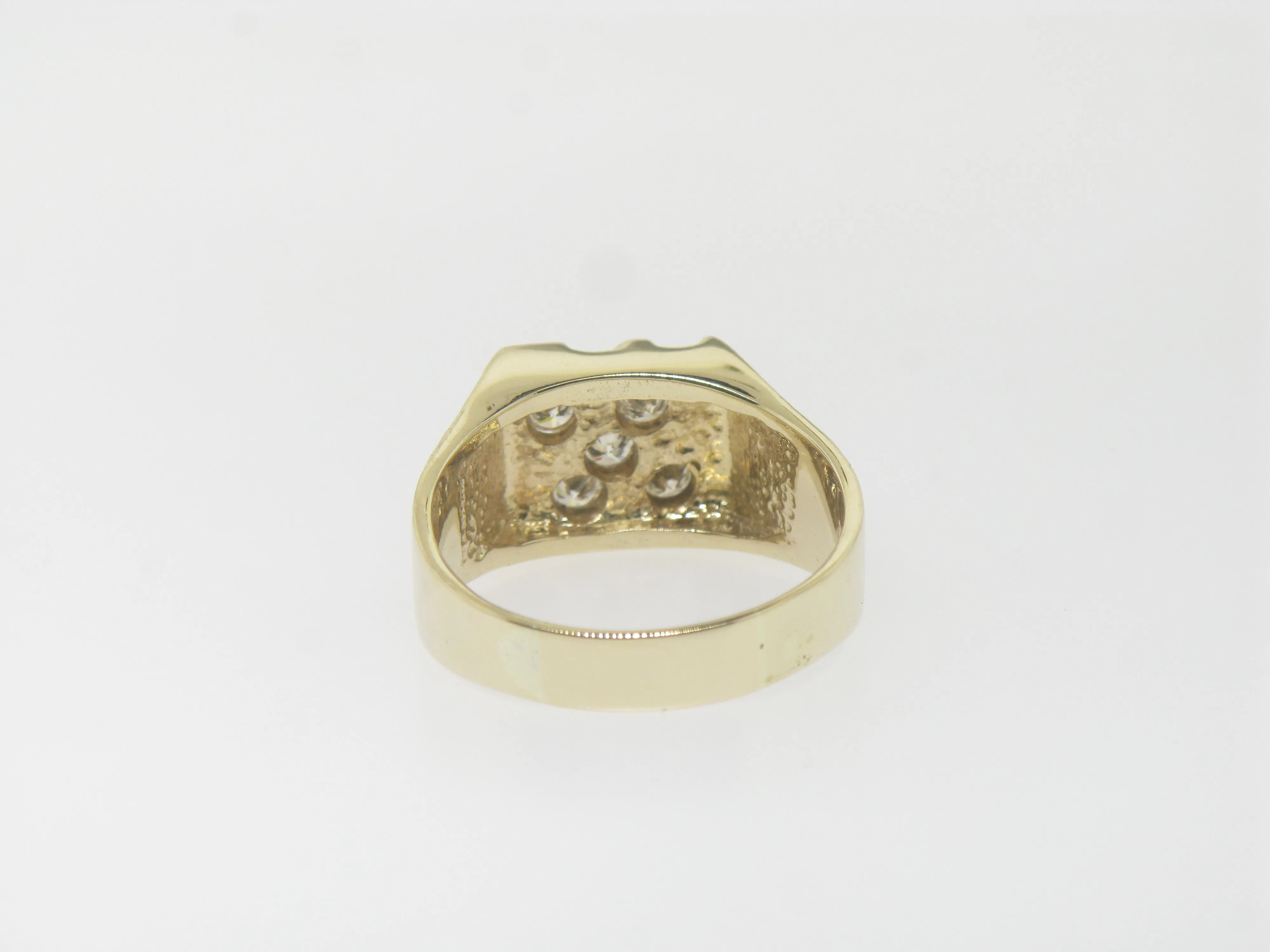 14K Yellow Gold Gentlemen's 5 Diamond Ring .50 cttw Size 12.25 (Estate Jewelry)