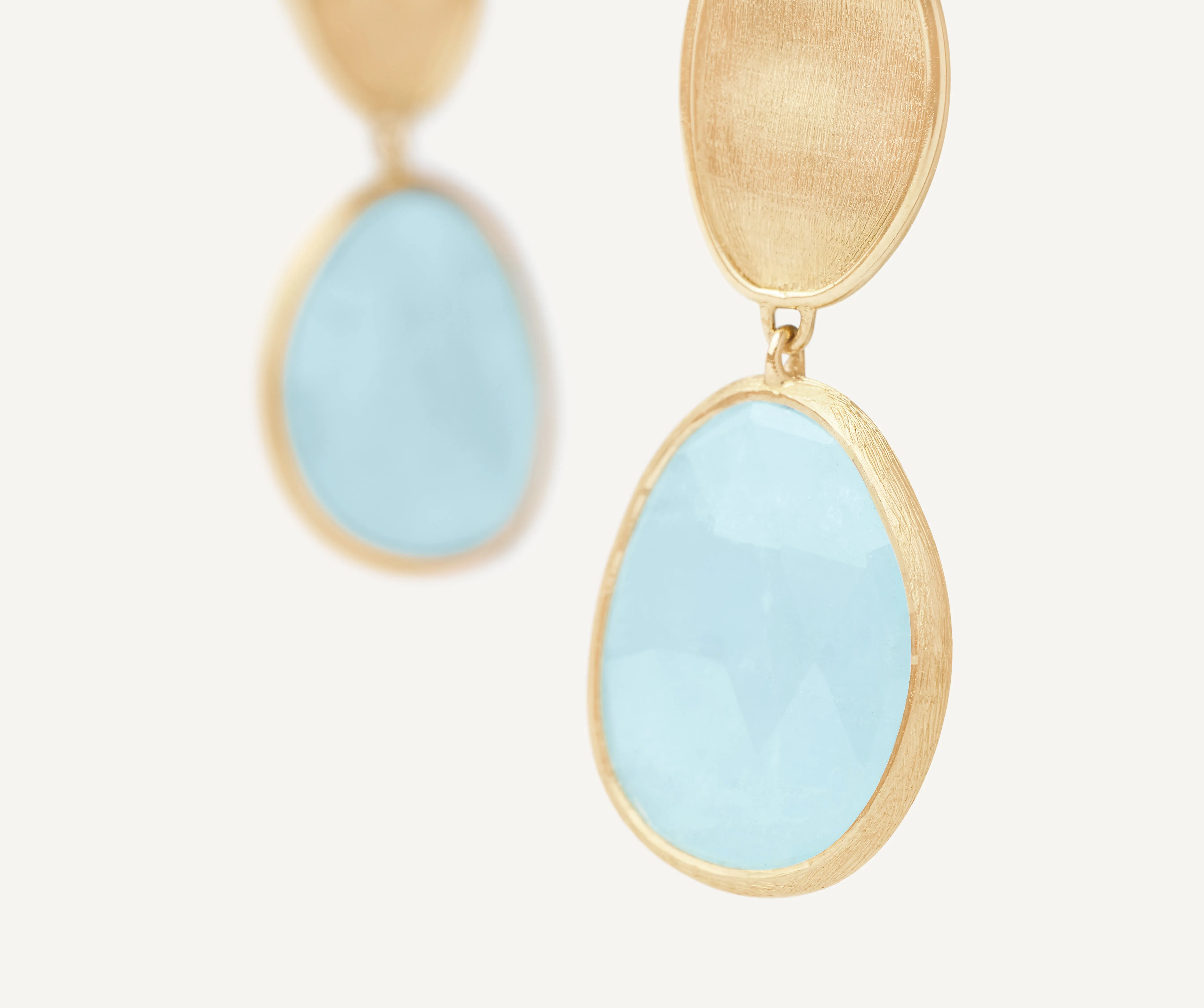 18K Yellow Gold Aquamarine Drop Earrings
