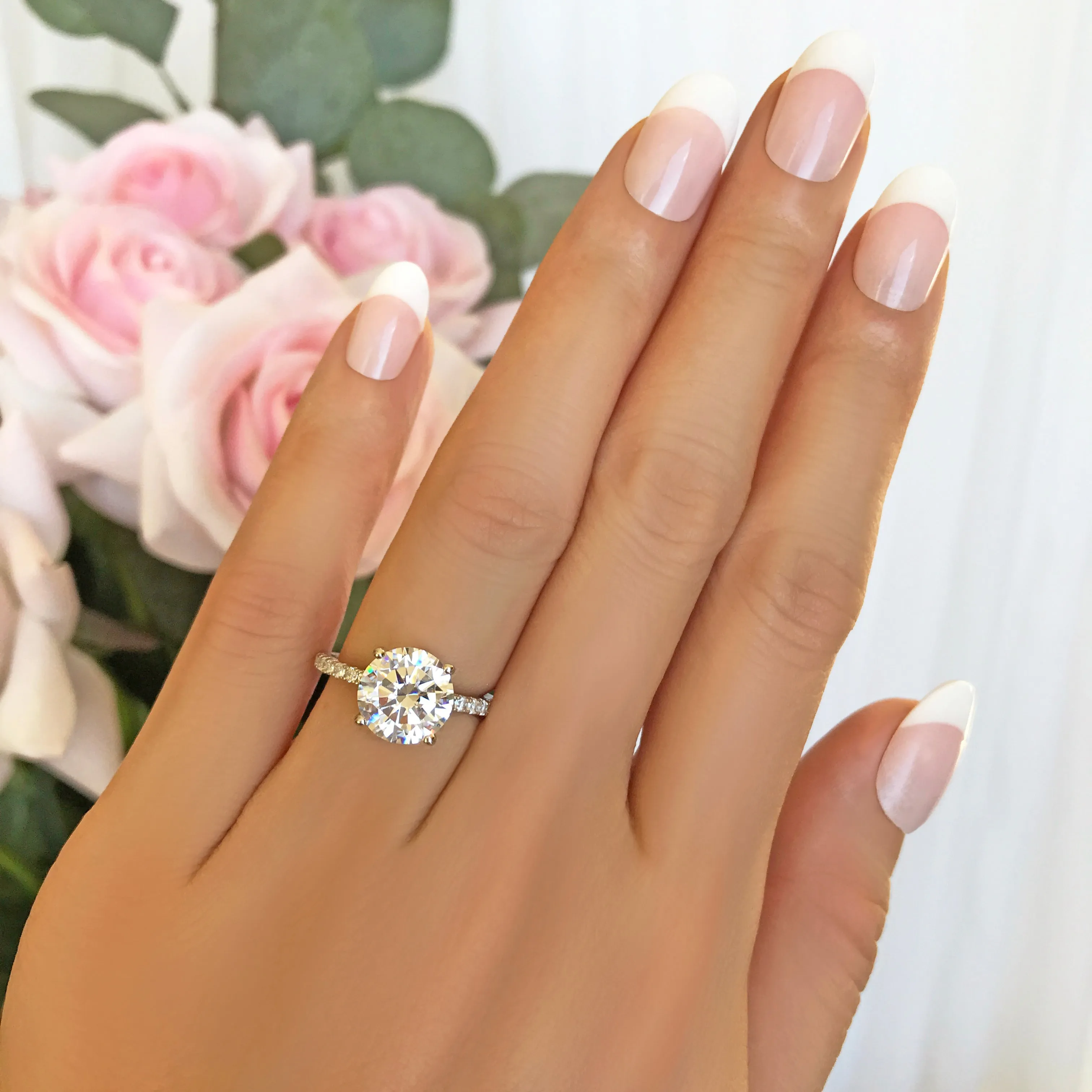3.25 ctw Round Accented Solitaire Ring