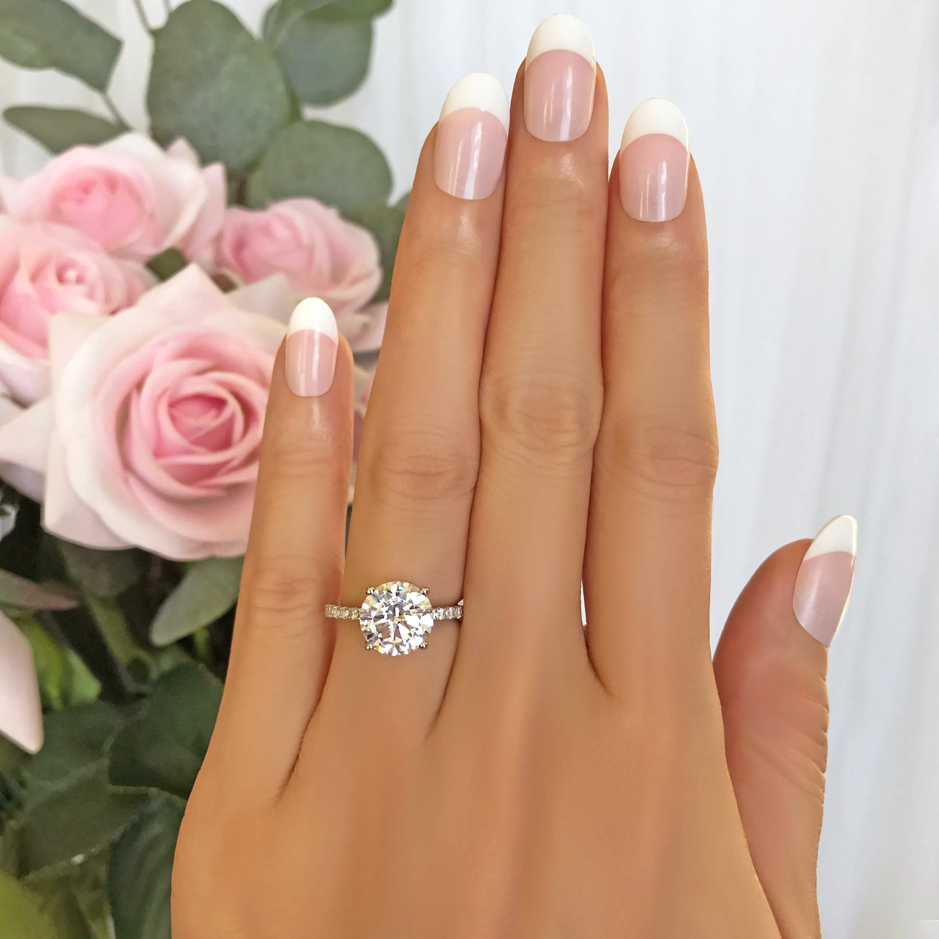 3.25 ctw Round Accented Solitaire Ring