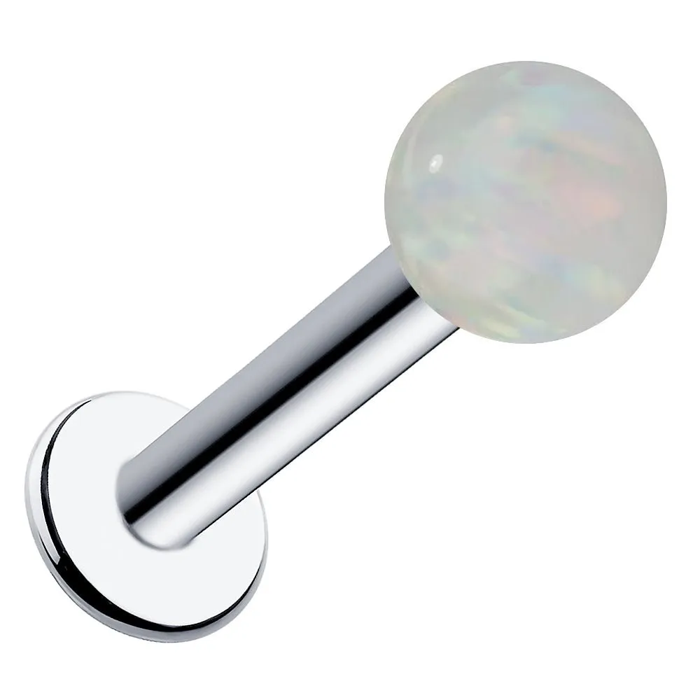 5mm White Opal 14k Gold Flat Back Labret