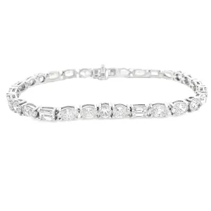 8.73ct 18k White Gold Mixed Shape Diamond Bracelet