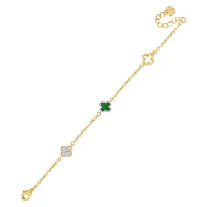 Absolute Jewellery Emerald Clover Gold Bracelet