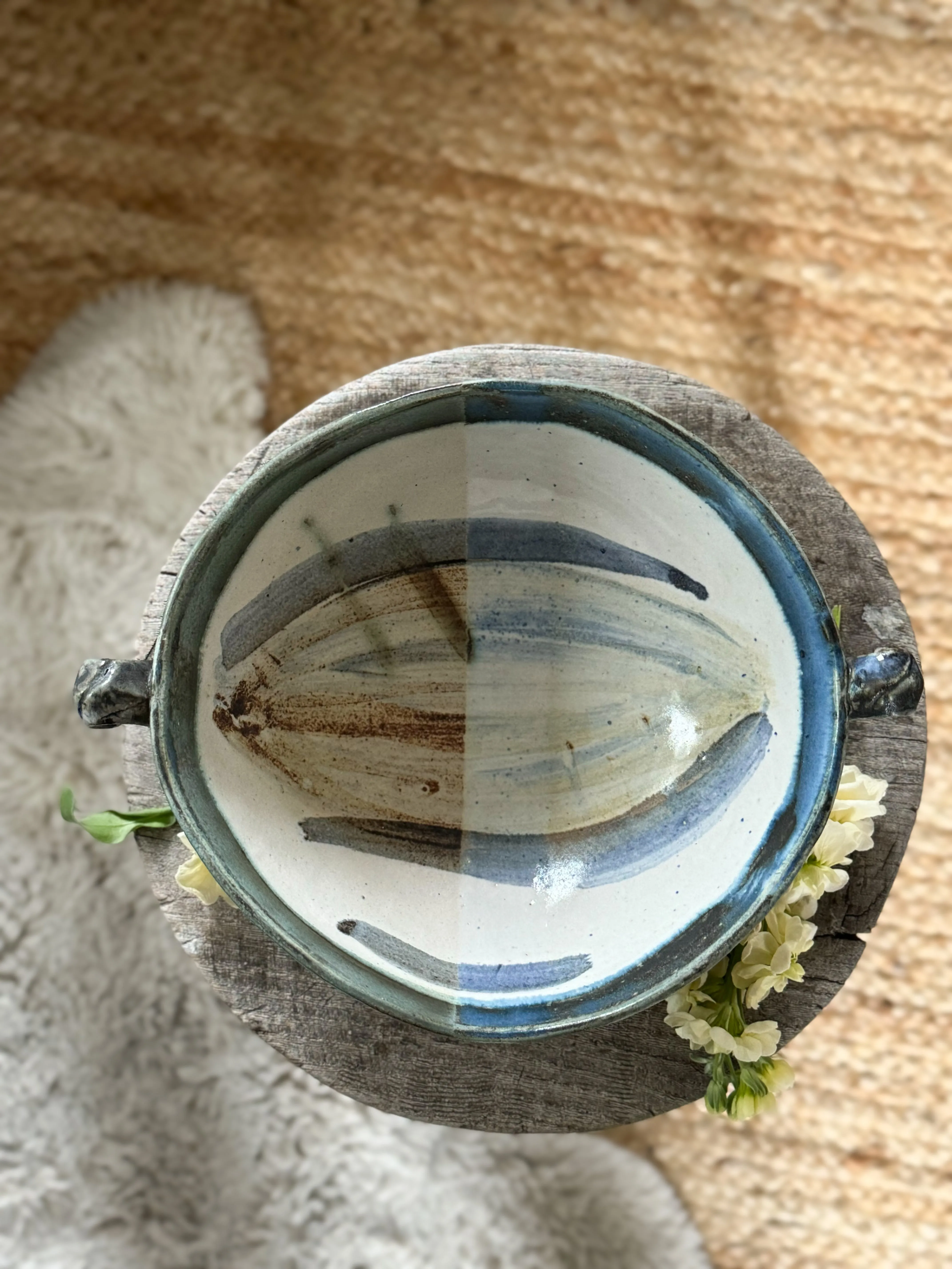 Abstract Studio Pottery Footed Bowl (Option 1)