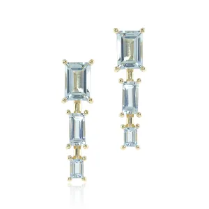 Aquamarine Baguette Drop Earrings
