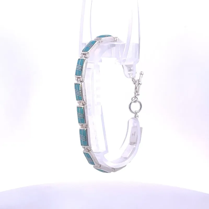 Arizona Turquoise and Inlaid Jewelry Modern Link Bracelet