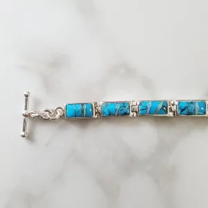 Arizona Turquoise and Inlaid Jewelry Modern Link Bracelet