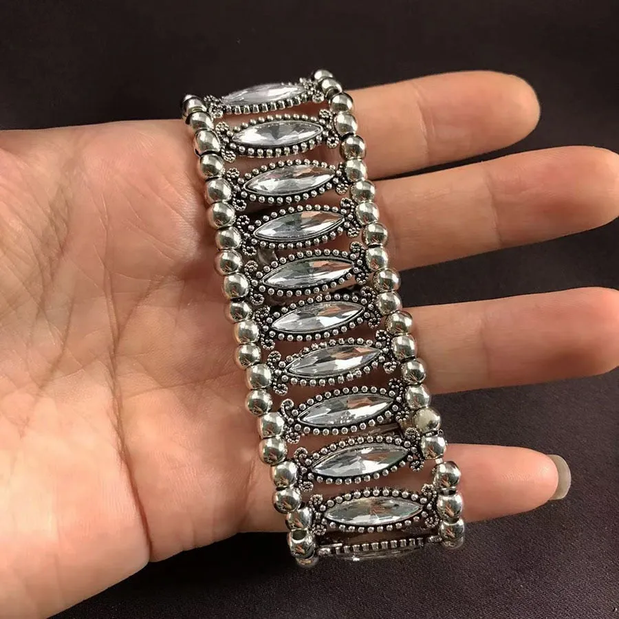 ashion women bracelet antique color hollow pattern inlaid crystal diamond bracelet