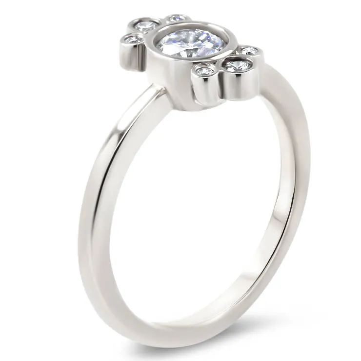 Bezel Set Diamond Halo Engagement Ring - Eleanor