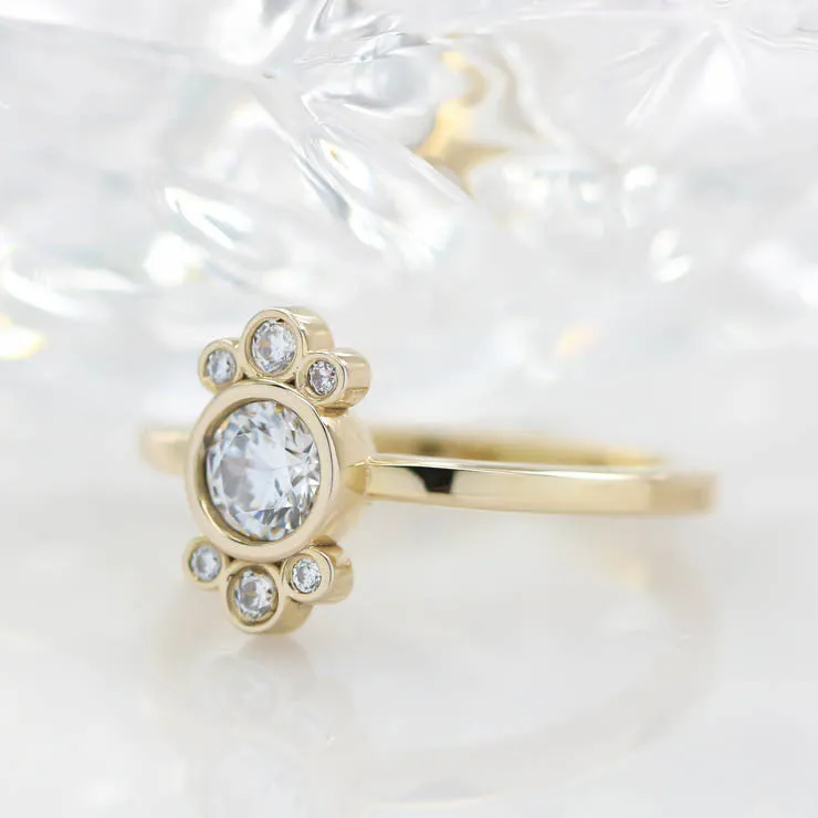 Bezel Set Diamond Halo Engagement Ring - Eleanor