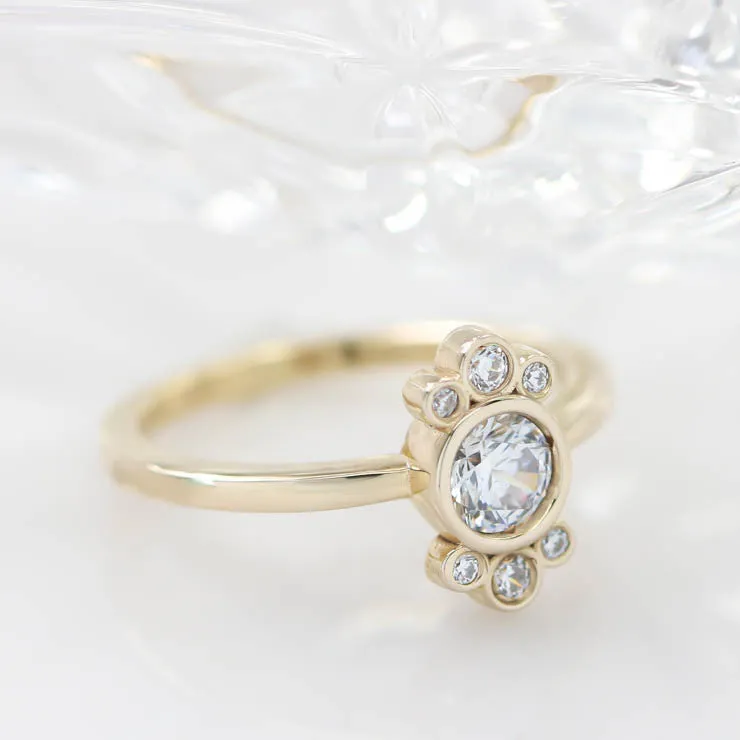 Bezel Set Diamond Halo Engagement Ring - Eleanor