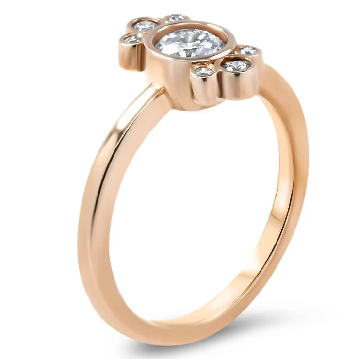 Bezel Set Diamond Halo Engagement Ring - Eleanor