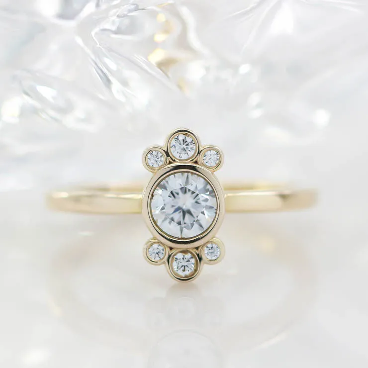 Bezel Set Diamond Halo Engagement Ring - Eleanor
