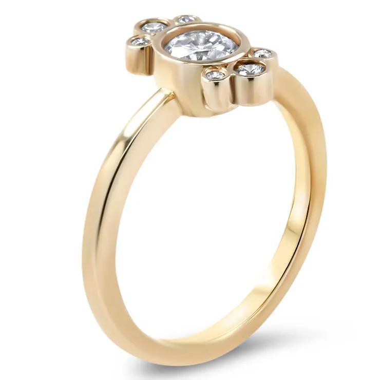 Bezel Set Diamond Halo Engagement Ring - Eleanor