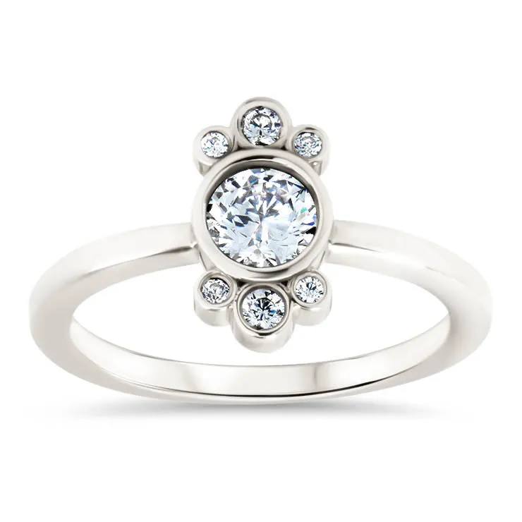 Bezel Set Diamond Halo Engagement Ring - Eleanor