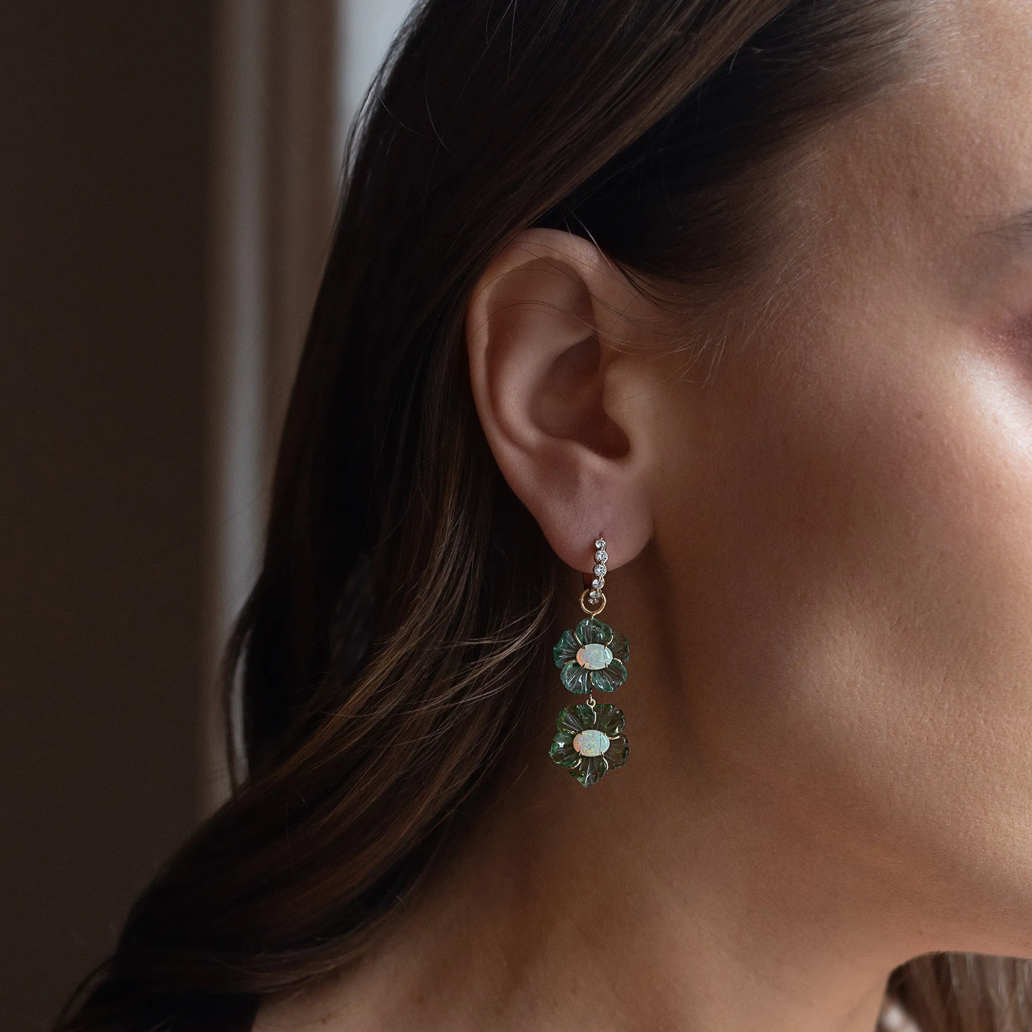 Claire Double Flower Dangling Earrings