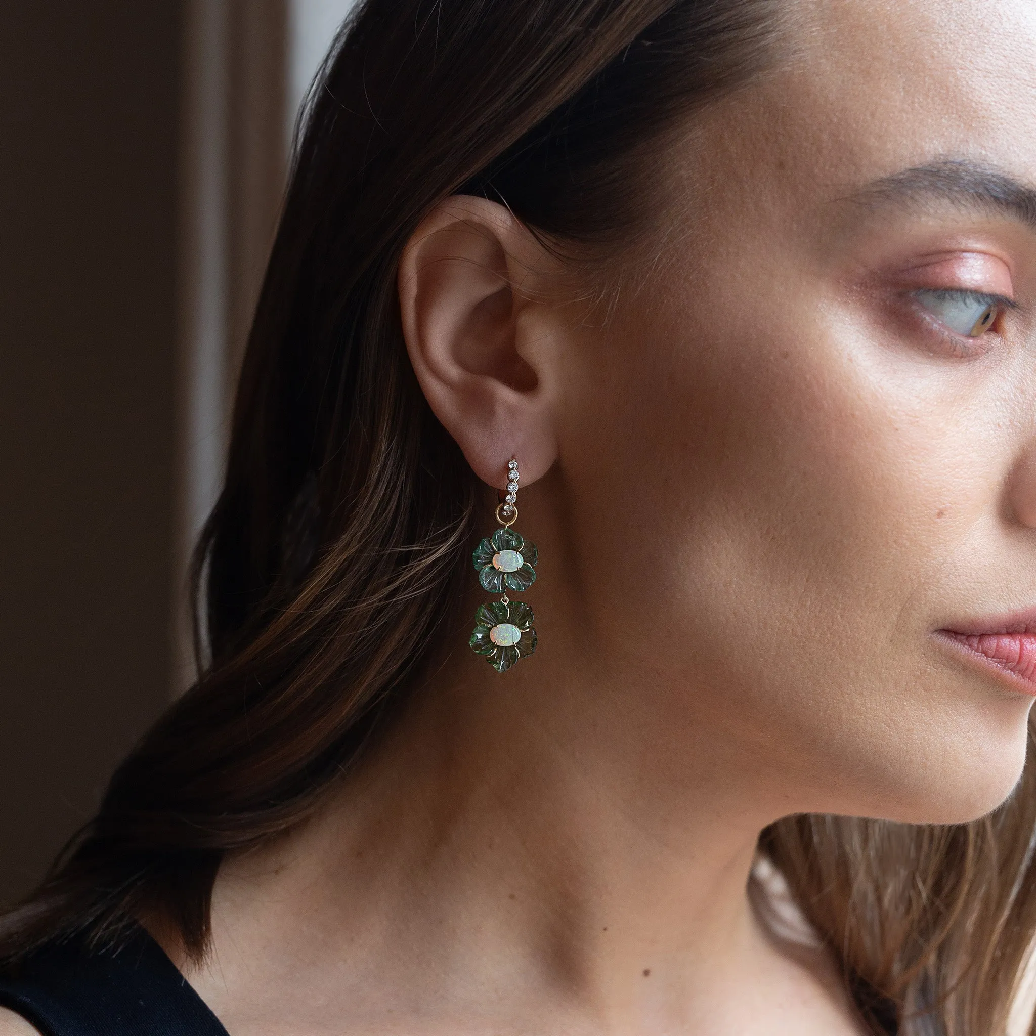 Claire Double Flower Dangling Earrings