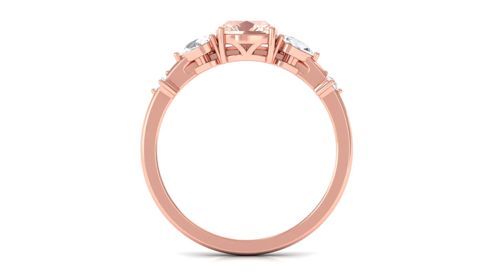 Cushion Cut Morganite Ring Set with Diamond