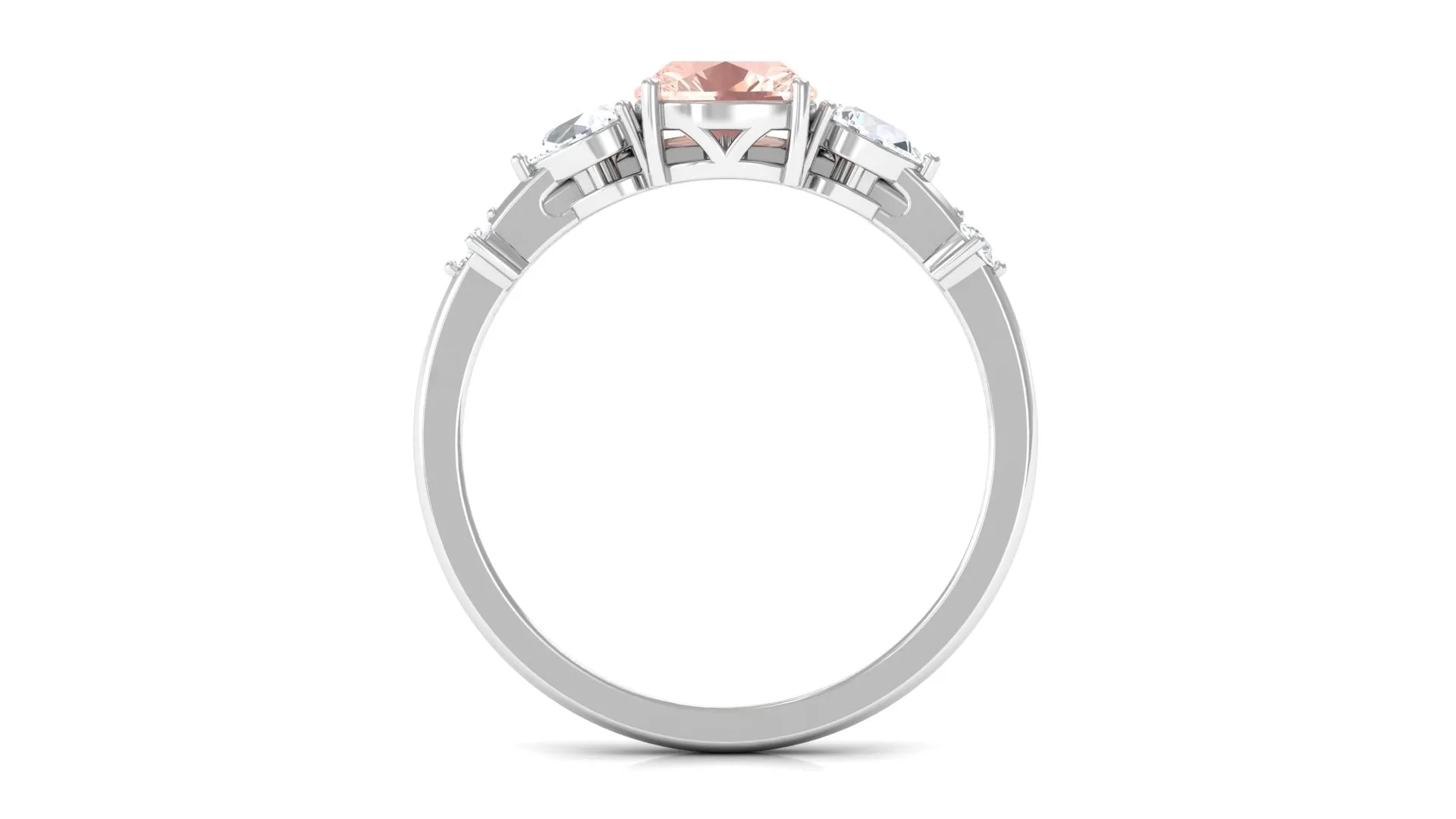 Cushion Cut Morganite Ring Set with Diamond