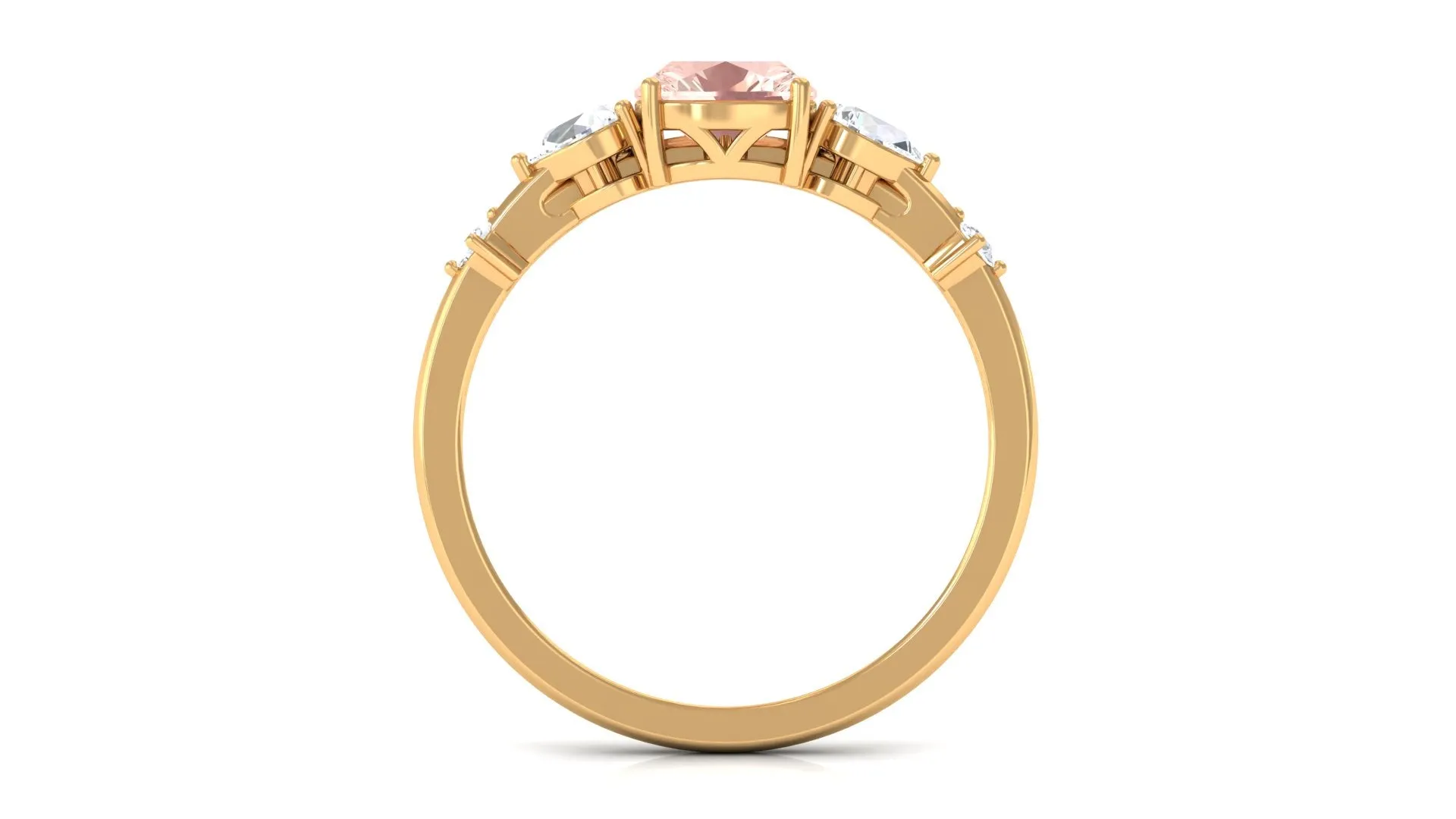 Cushion Cut Morganite Ring Set with Diamond