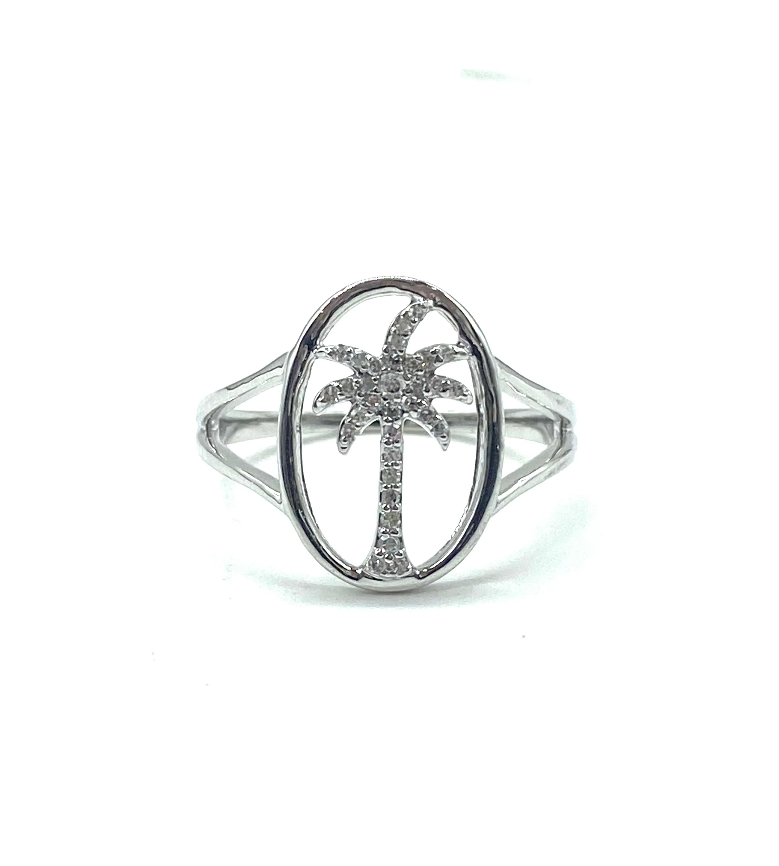 Diamond Palm Tree Ring