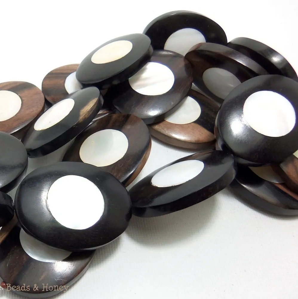 Ebony Wood with Mother of Pearl Oval 40x30mm (5pcs)