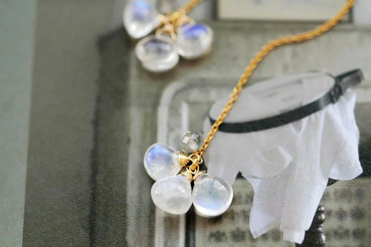 Elegant 14K Gold Plated Moonstone Drop Earring June Birthstone Threader Earrings For Women