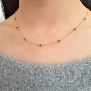 Emerald Beaded Choker Necklace