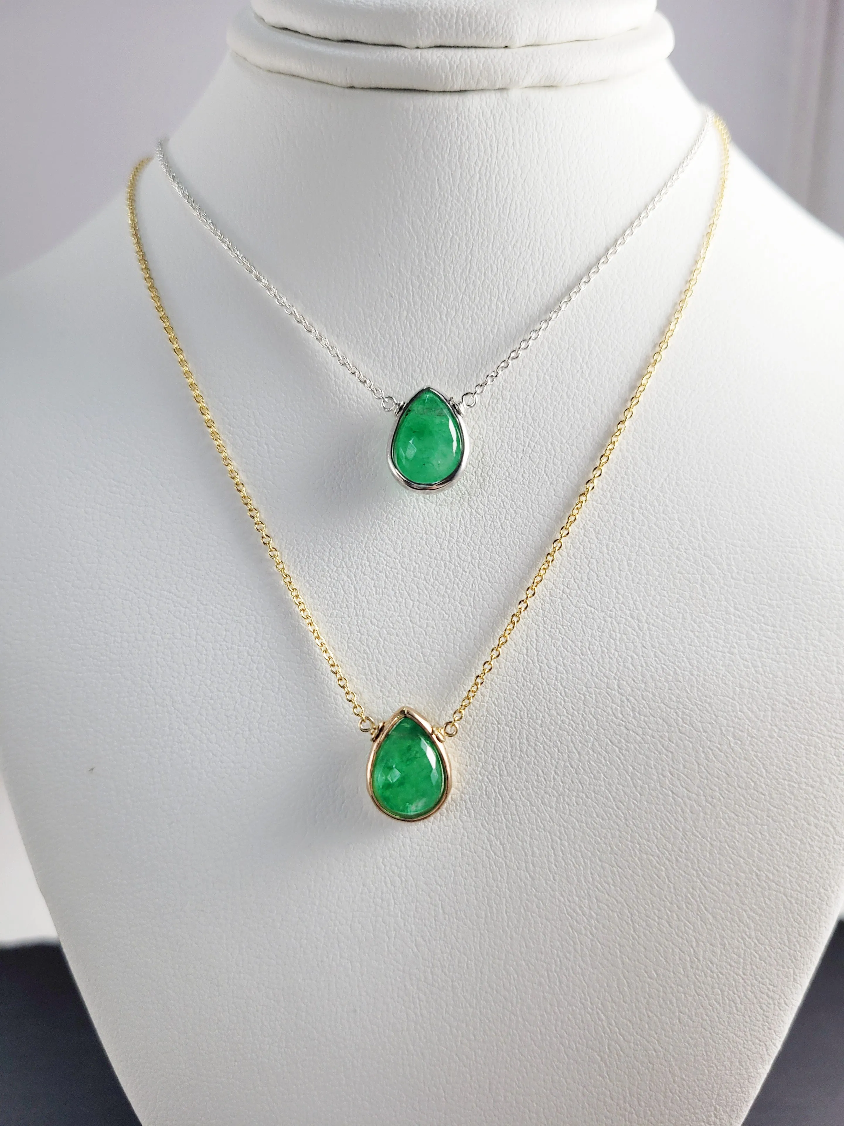 Emerald Briolette Pendant Necklace