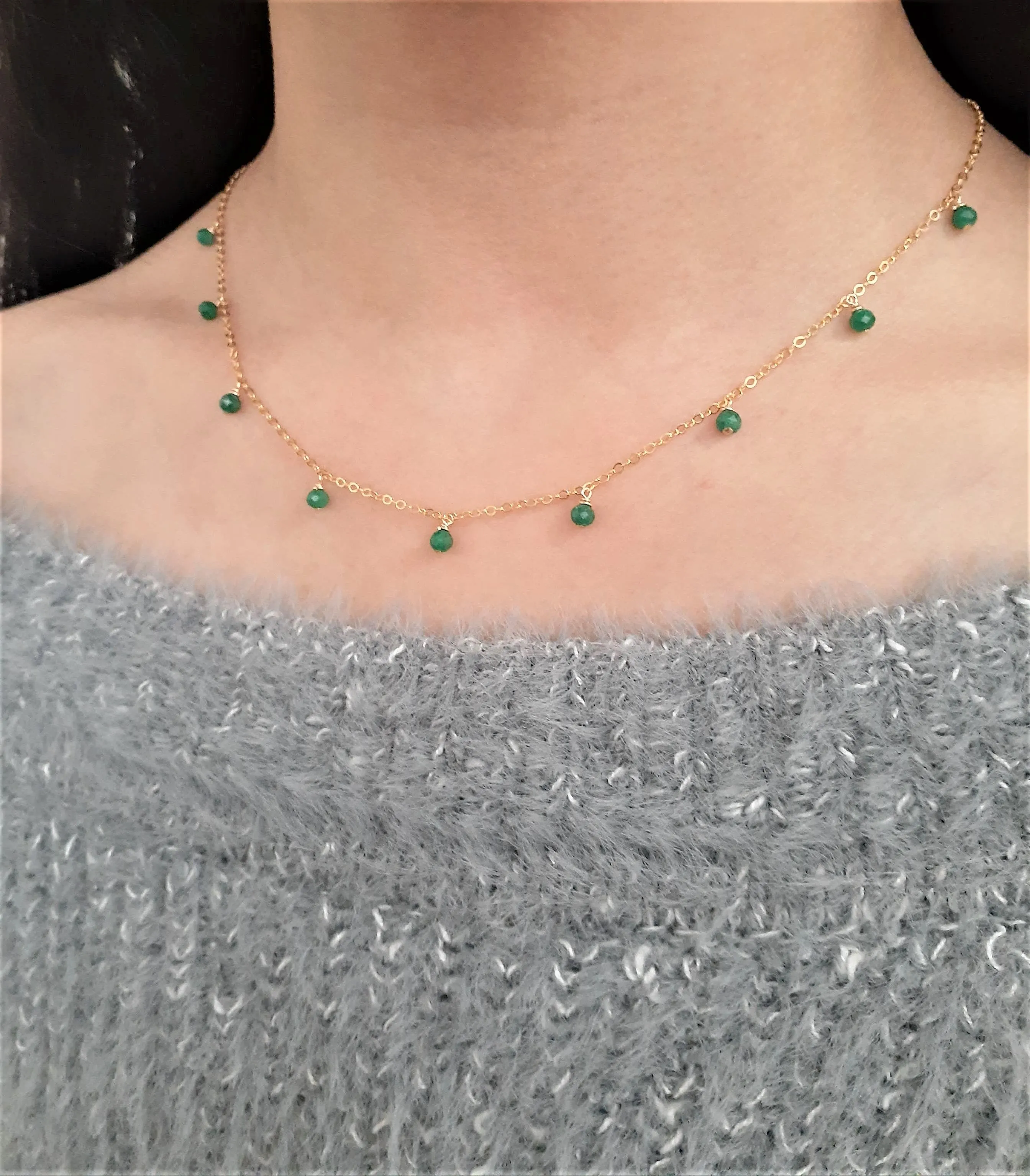 Emerald Drop Choker Necklace