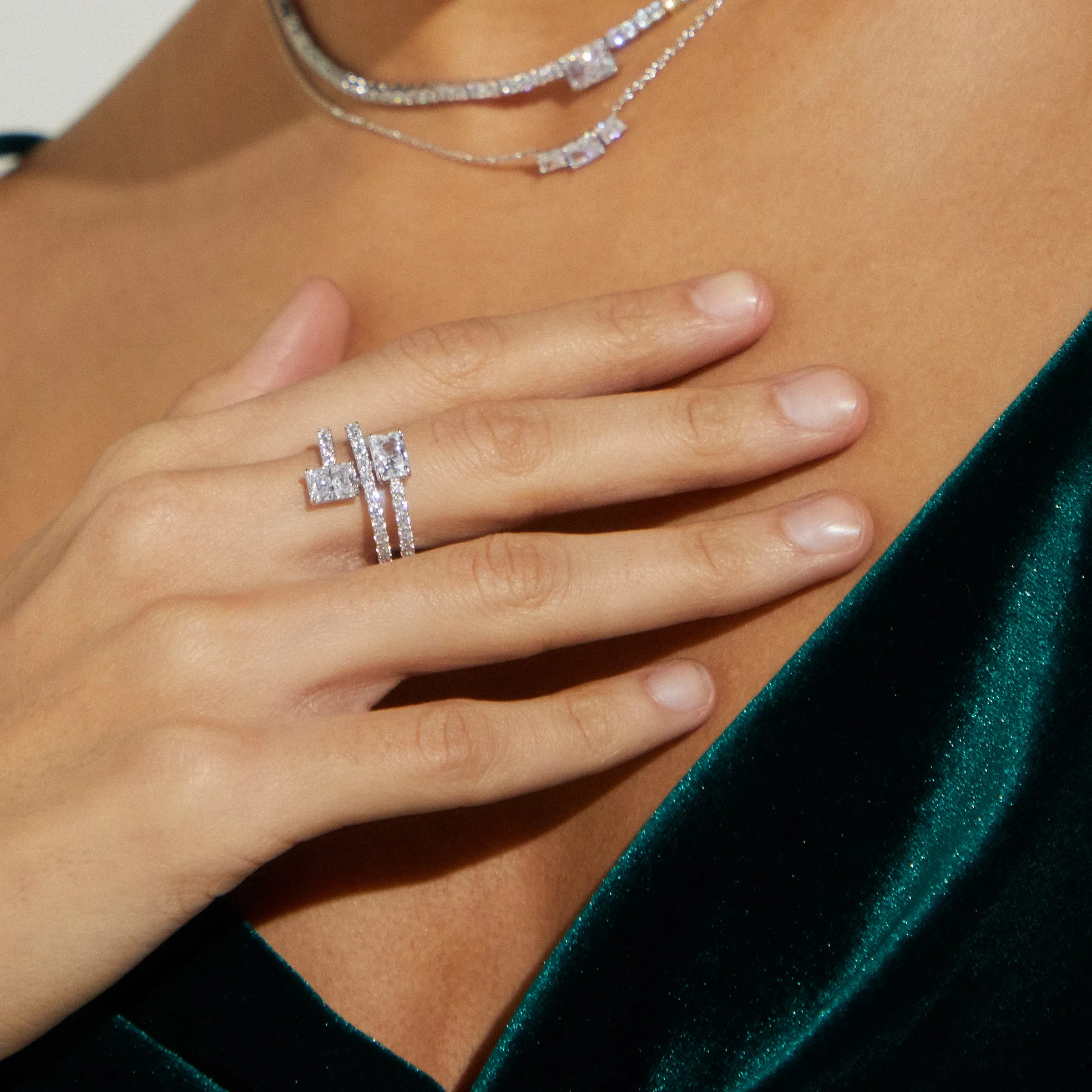 EMERALD ISLE CZ WRAP RING