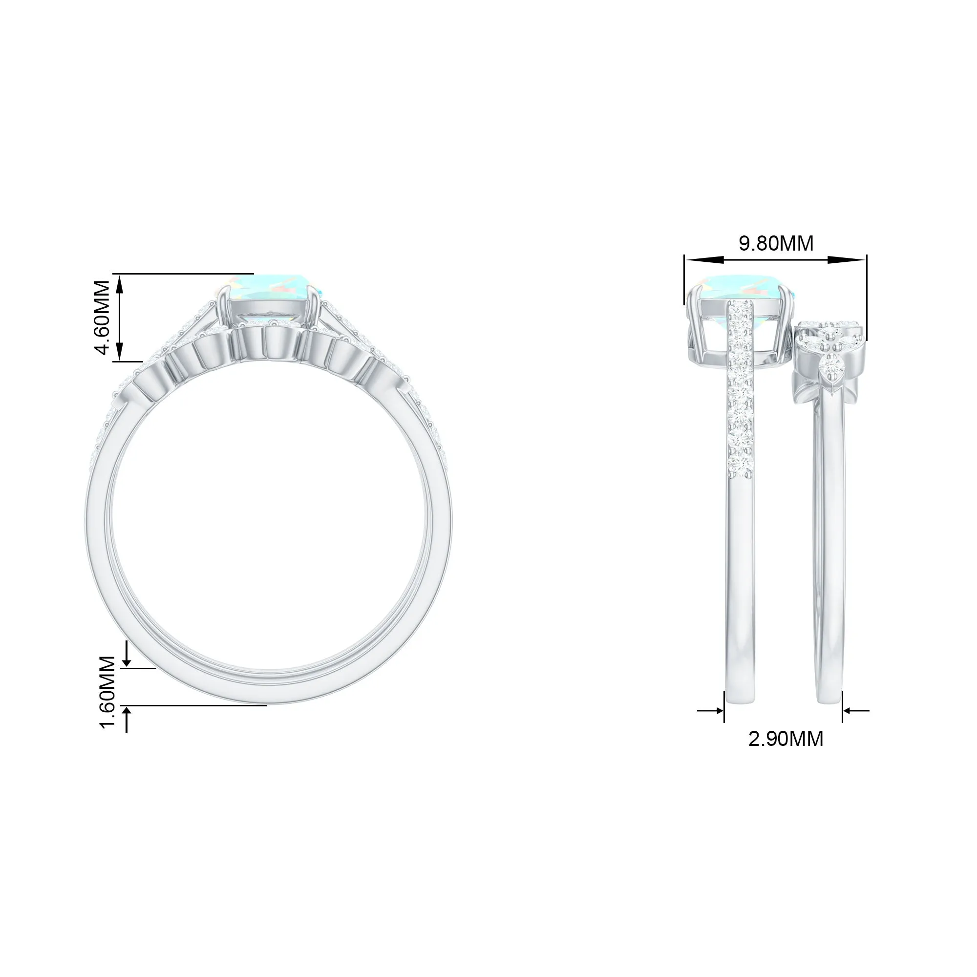 Ethiopian Opal and Diamond Stackable Ring Set