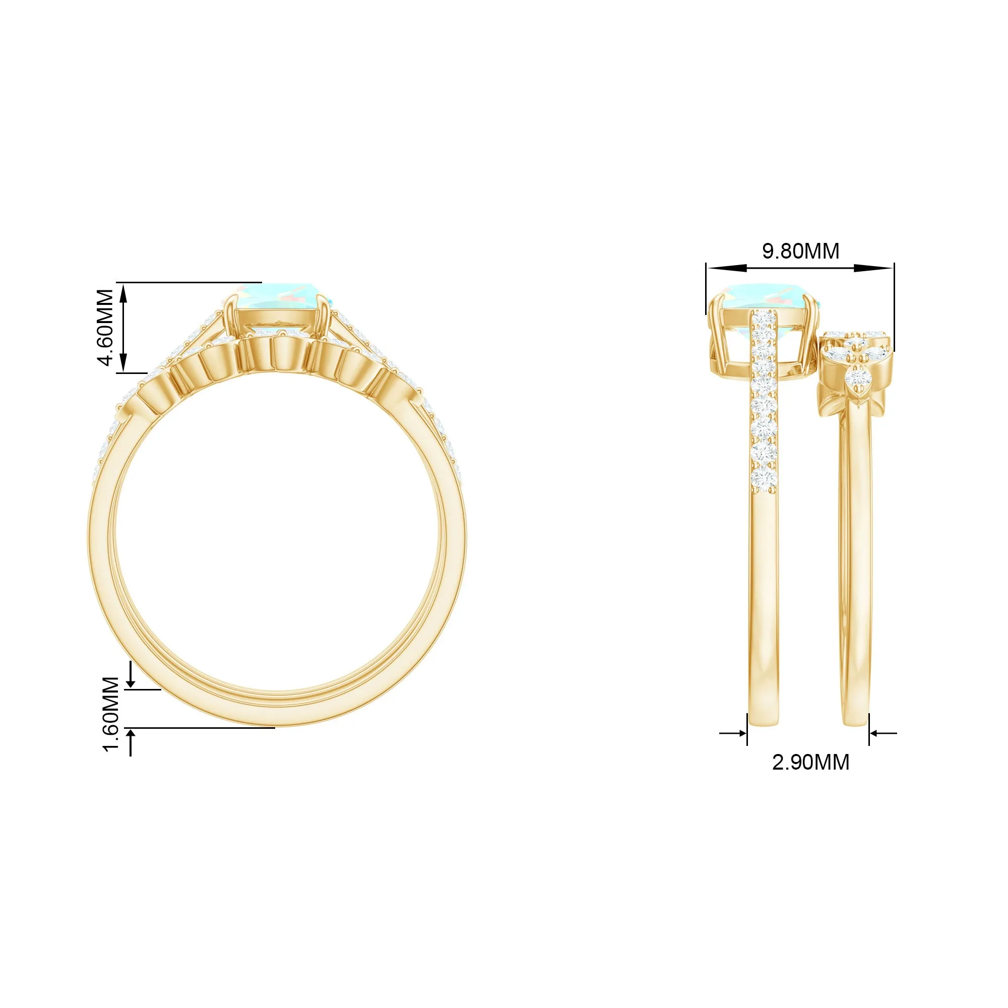 Ethiopian Opal and Diamond Stackable Ring Set