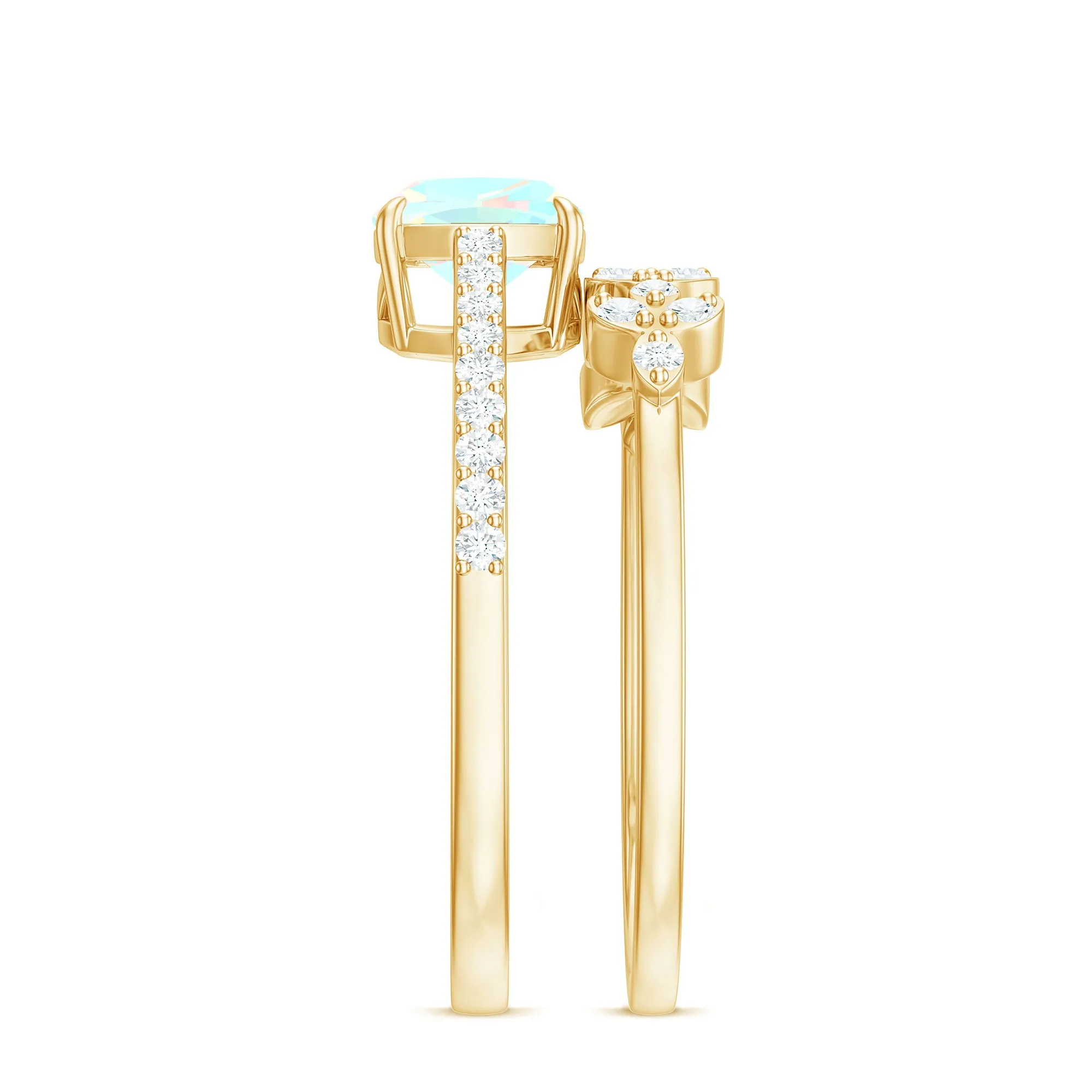 Ethiopian Opal and Diamond Stackable Ring Set