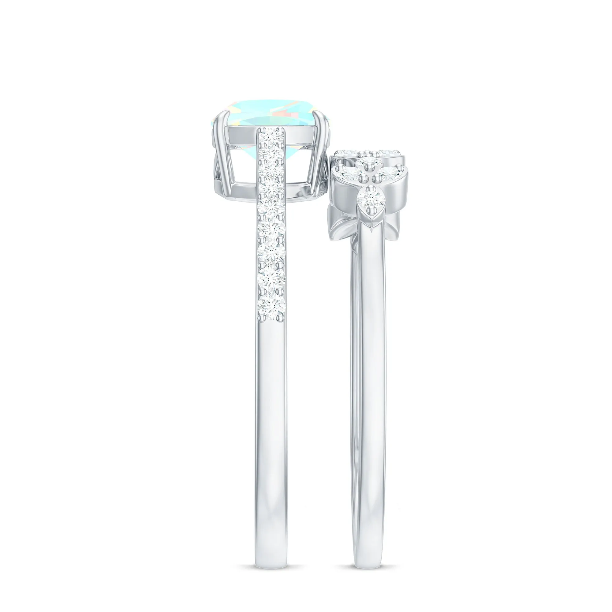 Ethiopian Opal and Diamond Stackable Ring Set