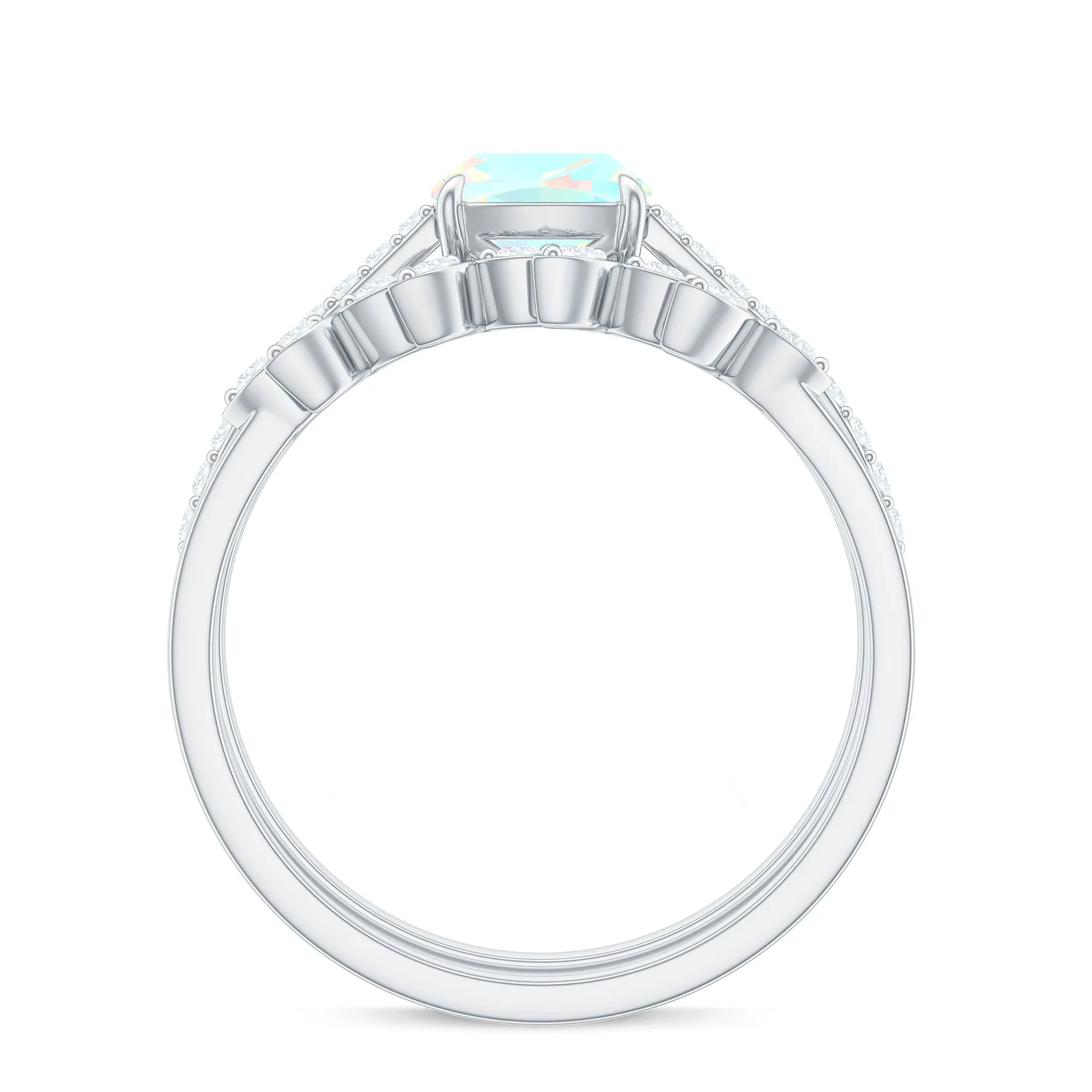 Ethiopian Opal and Diamond Stackable Ring Set