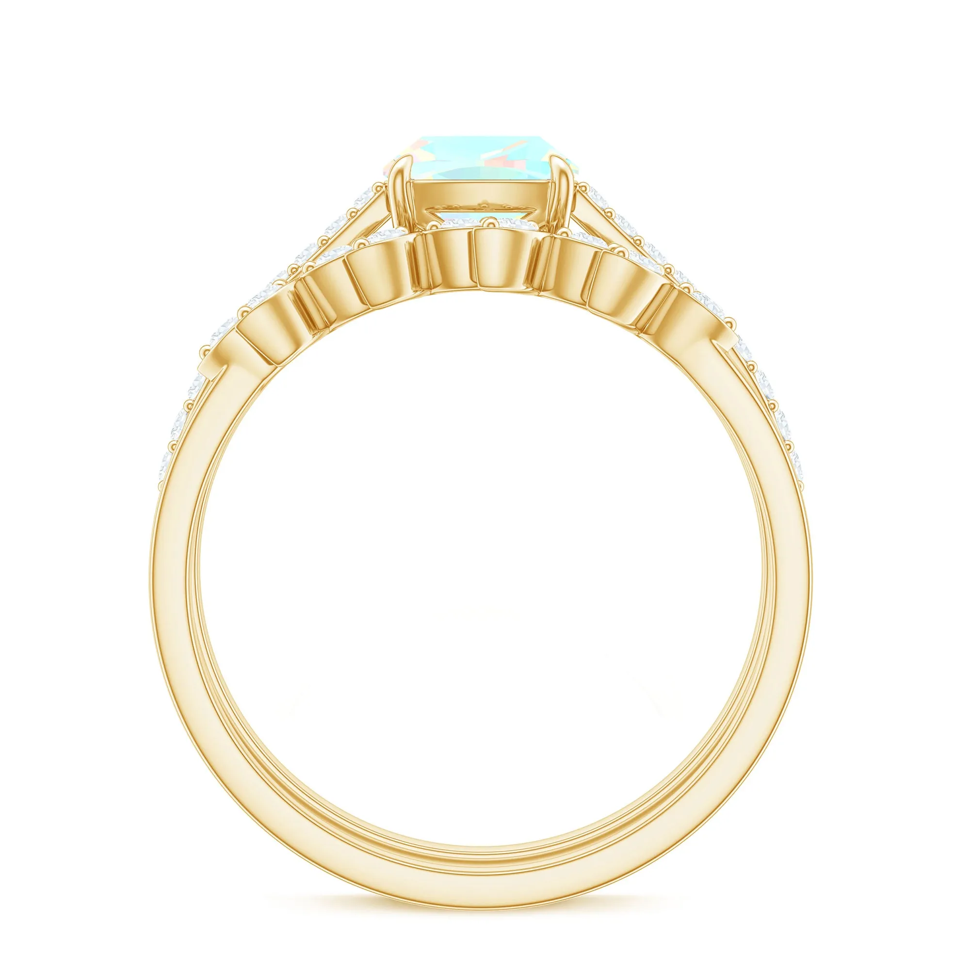 Ethiopian Opal and Diamond Stackable Ring Set