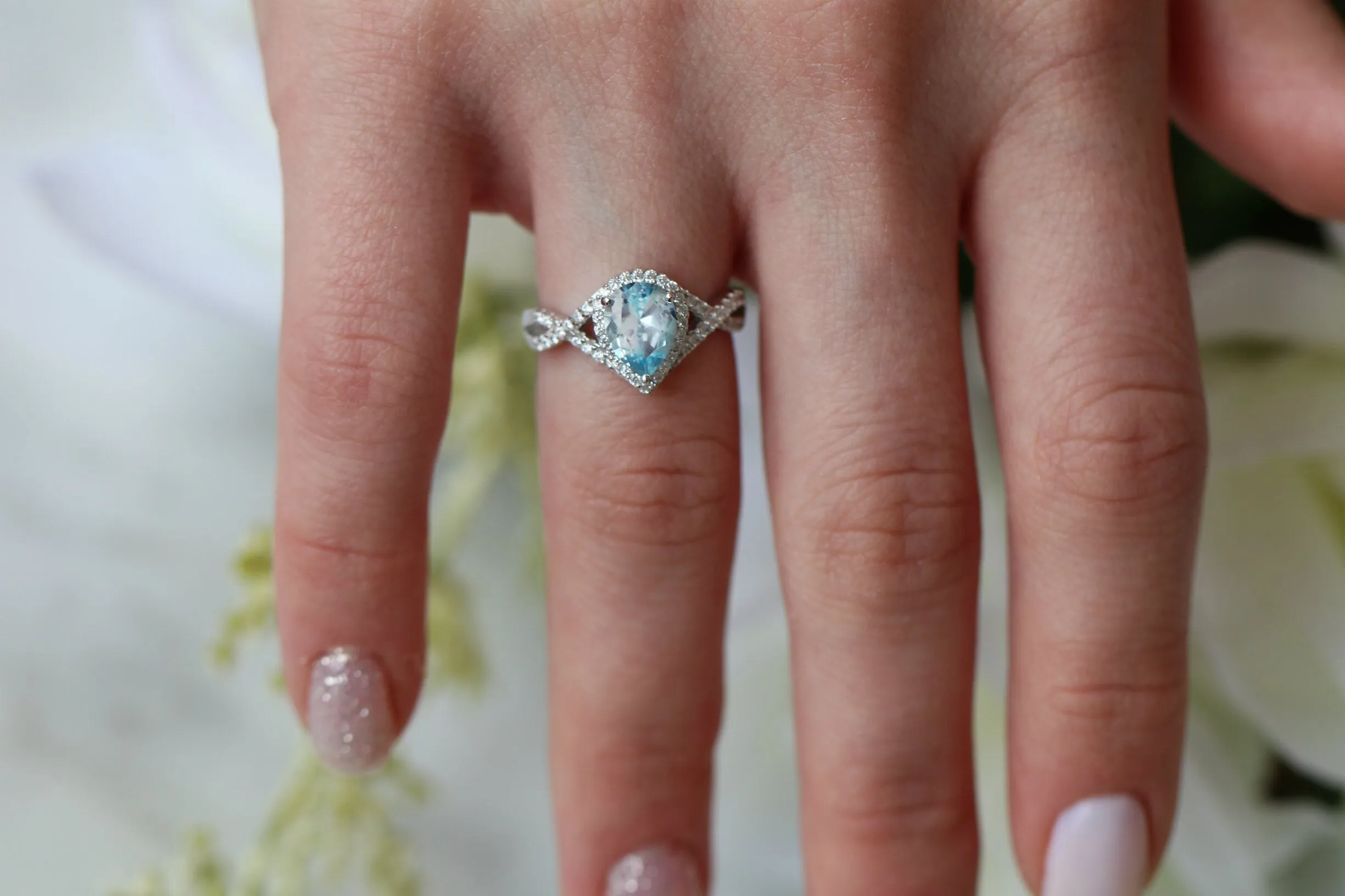 Flair Aquamarine Ring- Sterling Silver