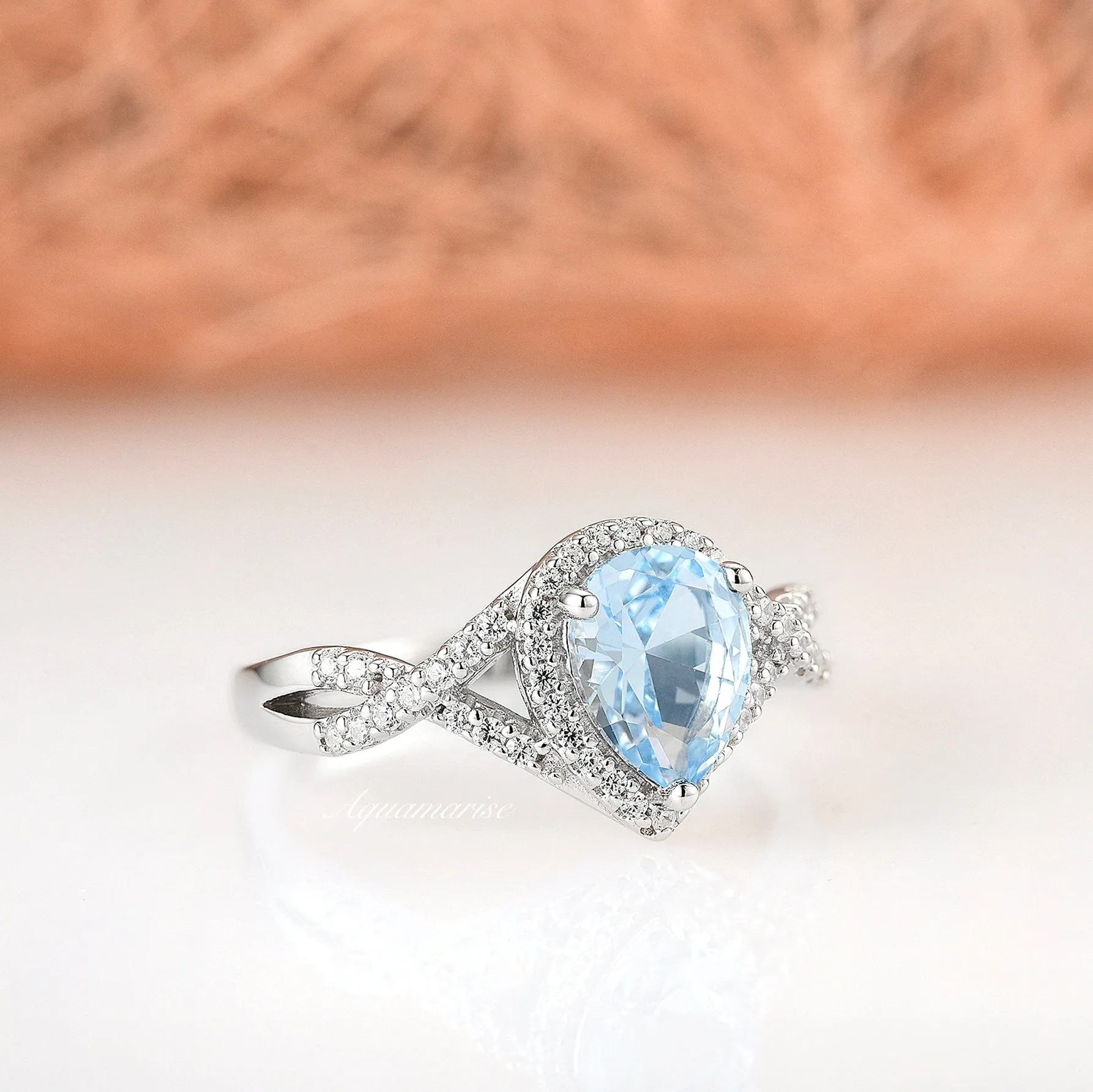 Flair Aquamarine Ring- Sterling Silver