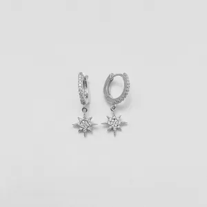 Gammie CZ Silver Star Drop Huggy Earring