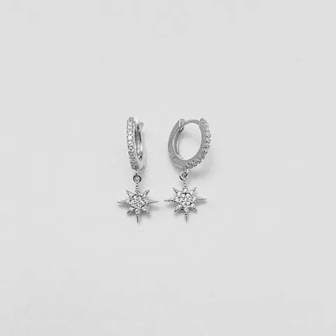 Gammie CZ Silver Star Drop Huggy Earring
